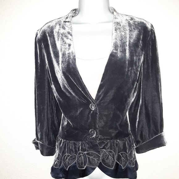 WRAP: Gray Velvet Top-Jacket * Satin-Lined * Soft * 10-12 * Elevate Your Style * - Picture 7 of 9